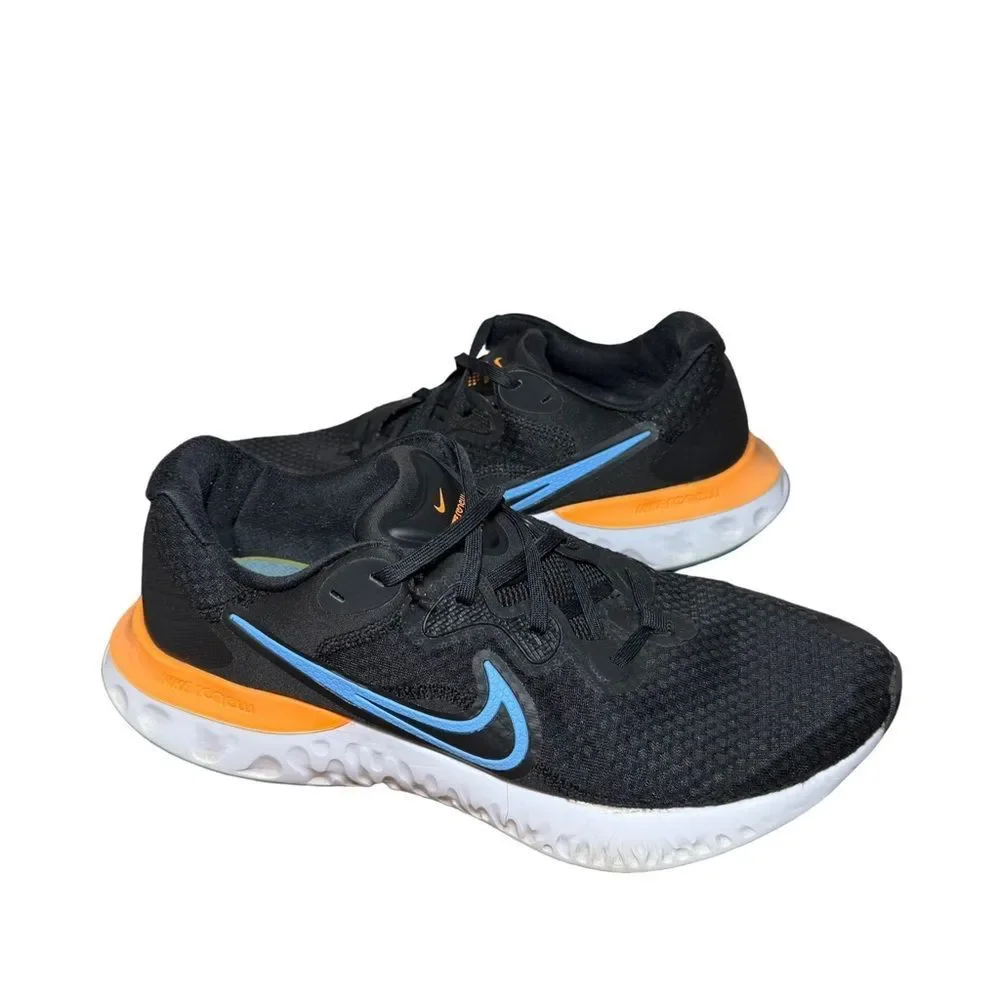 Nike react Black Shoe with Blue Swoosh and Orange Heel size 12